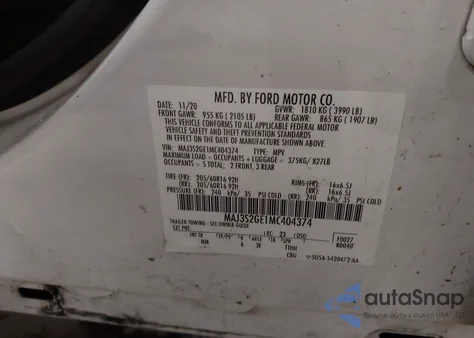 2021 Ford Ecosport Se from USA, damaged, VIN MAJ3S2GE1MC404374